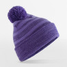 Czapka zimowa z pomponem Team Stripe Beanie - B476:Purple, 52% poliester / 47% akryl / 1% elastan, One Size